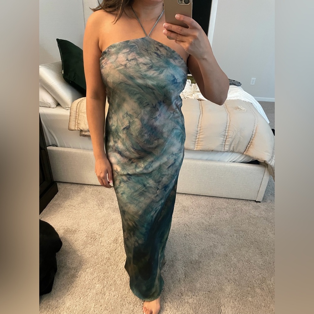 Zara Strapless Dress Tie-Dye Print Halter Slip Dress